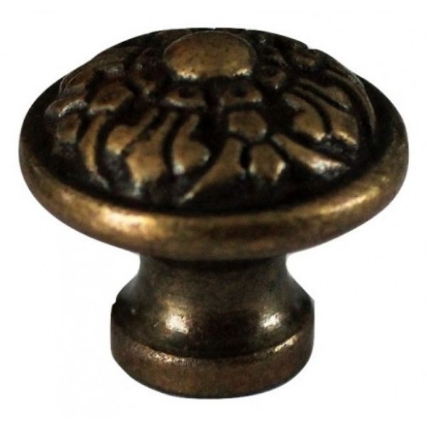 Image de Bouton en Fonte Fleur de Lys Laiton Antique