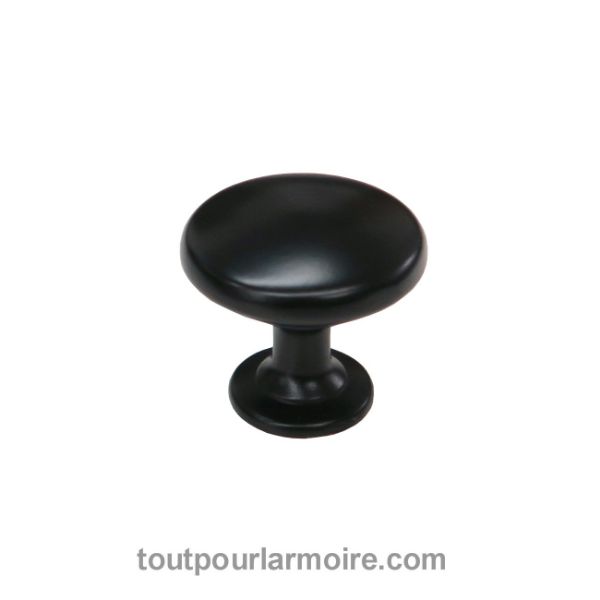 Image de Bouton d'Armoire Rond Noir Satiné